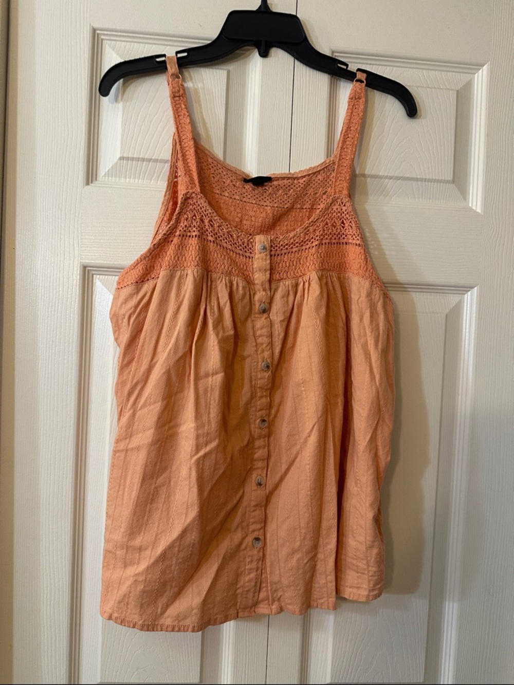 torrid Peach Crochet Yoke Button-Front Camisole